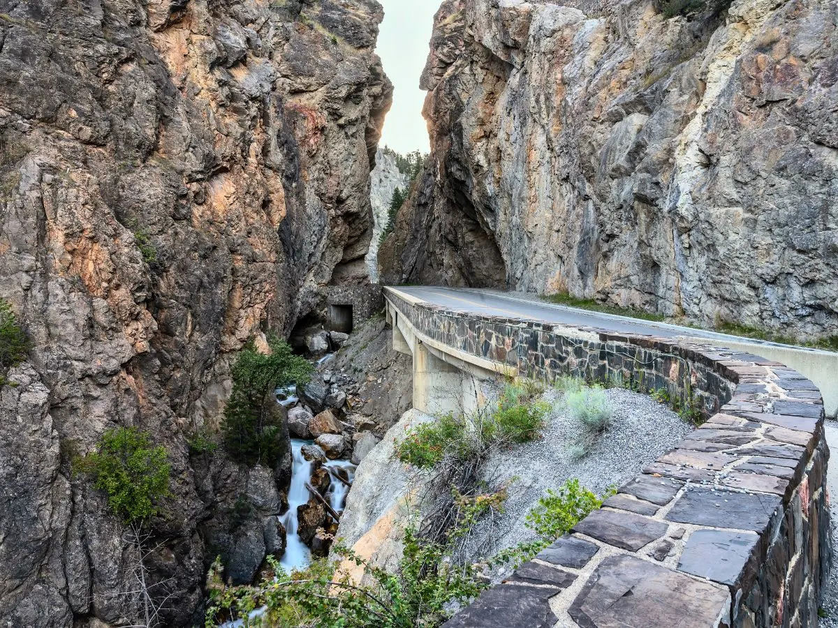 Highway to Radium Hot Springs in Kootenay National Park BC