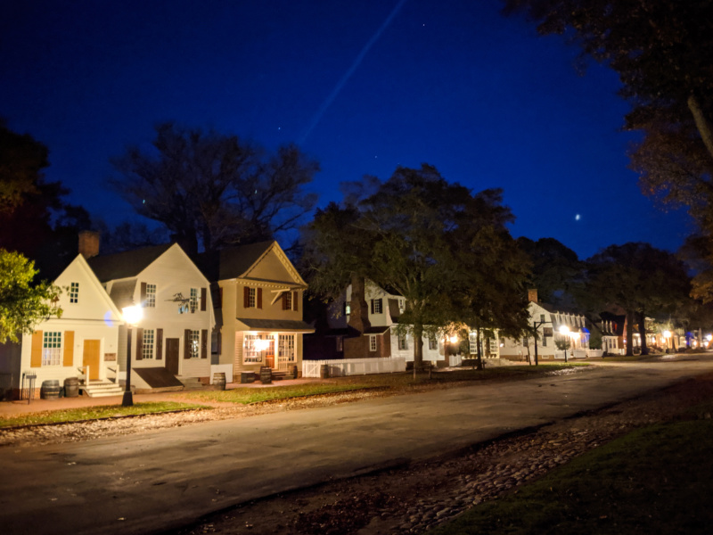 Historic district at Night Colonial Williamsburg Virginia 5