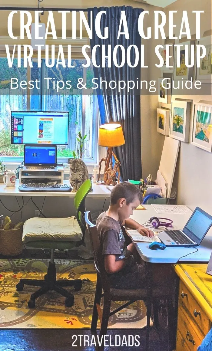 How to setup a virtual school space or effective home office setting, including a tried and true shopping list. Prep for back-to-school or continued working from home with this guide.
