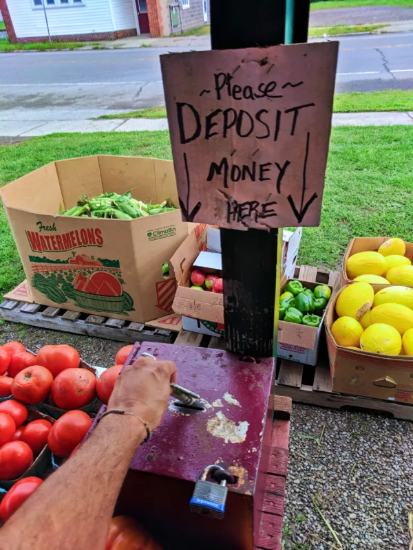 Honor deposit farm stand outside Rochester New York 1