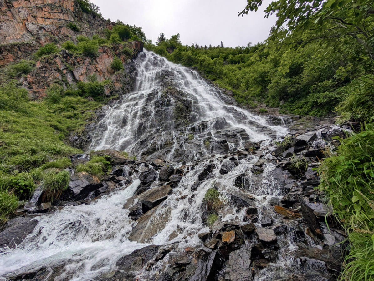 Horse Tail Falls in Keystone Canyon on Richardson Highway in Valdez Alaska