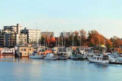 Houseboats in Wharf from MV Coho Victoria BC 2