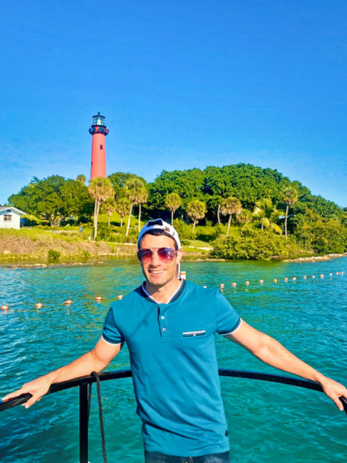 Joey on PonTiki Cruise with Jupiter Lighthouse Jupiter Inlet Palm Beach County Florida 1