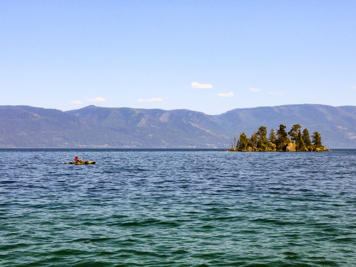 Kayak Fishing on Flathead Lake from Poulson Montana