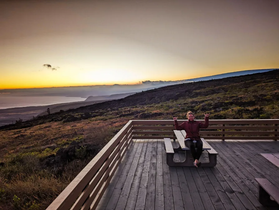 Kelly at Sunset on Chain of Craters Road Hawaii Volcanoes National Park Big Island 3