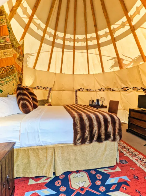 King Bed in Teepee at Capitol Reef Resort at Capitol Reef National Park Torrey Utah 1