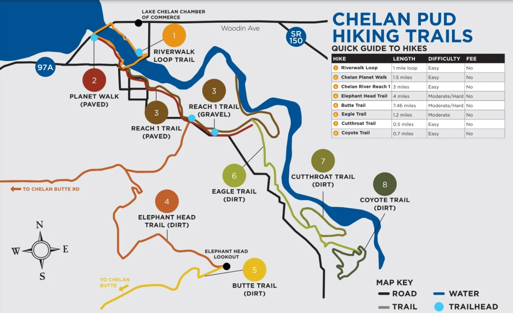 Lake Chelan Trails near Downtown Chelan Map
