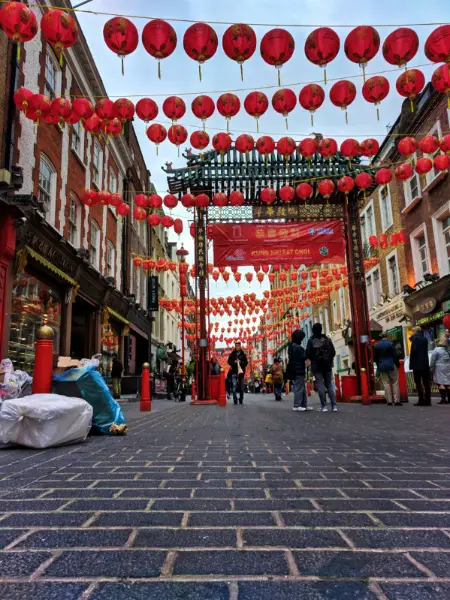 Lanterns in Chinatown Soho London UK 2