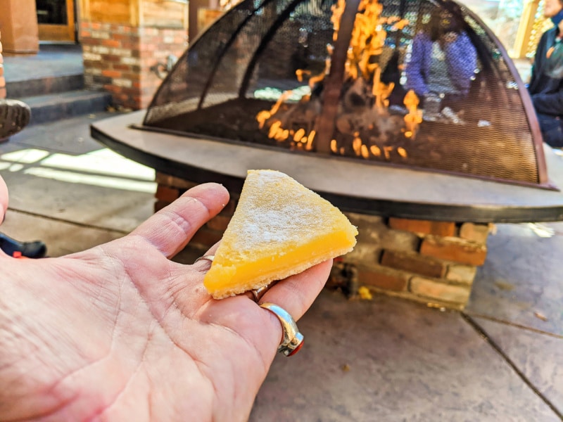 Lemon Bar and Fire Pit at Old World Coffee Carson City Nevada 2020 1