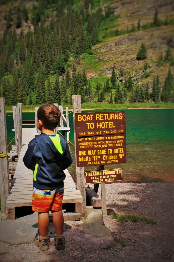 LittleMan on Glacier Park Boat Co dock Lake Josephine Glacier National Park 2