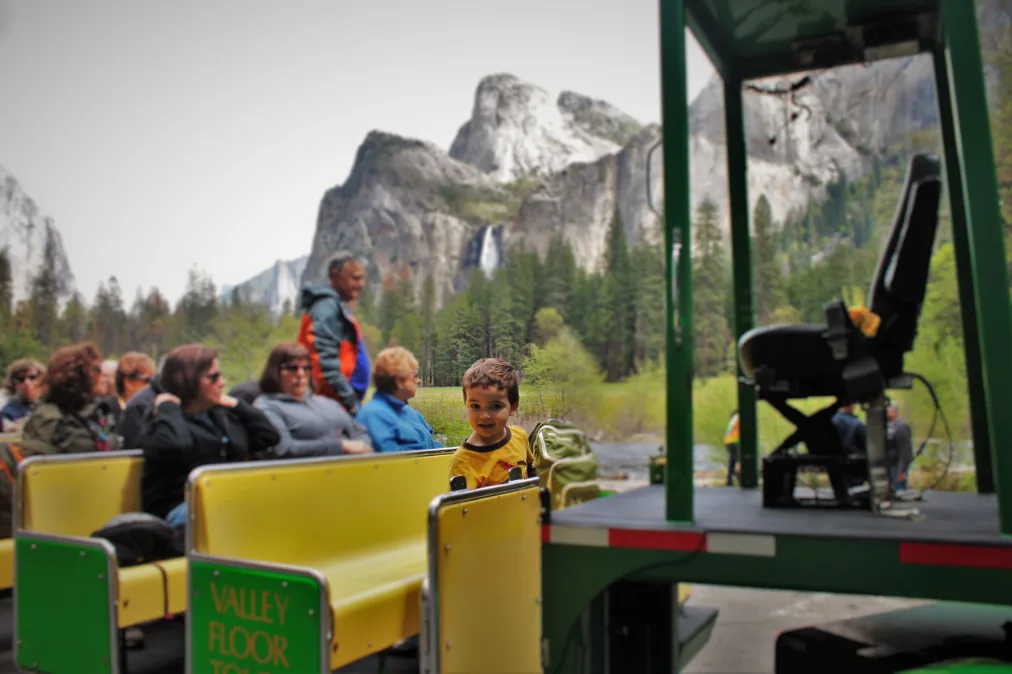 LittleMan on Tram tour in Yosemite National Park 1