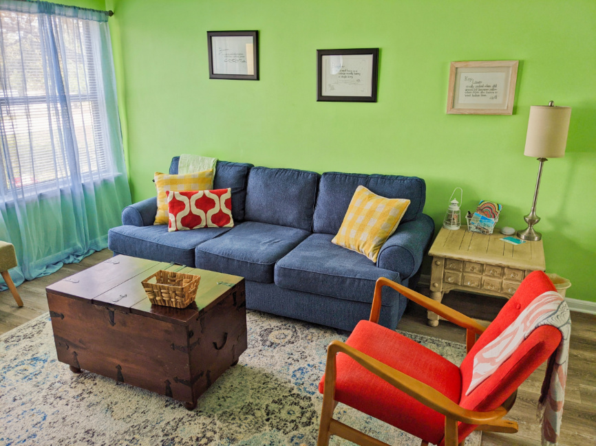 Living Room at Buccaneer Bungalow Butler Beach Saint Augustine Florida Vacation Rental 3