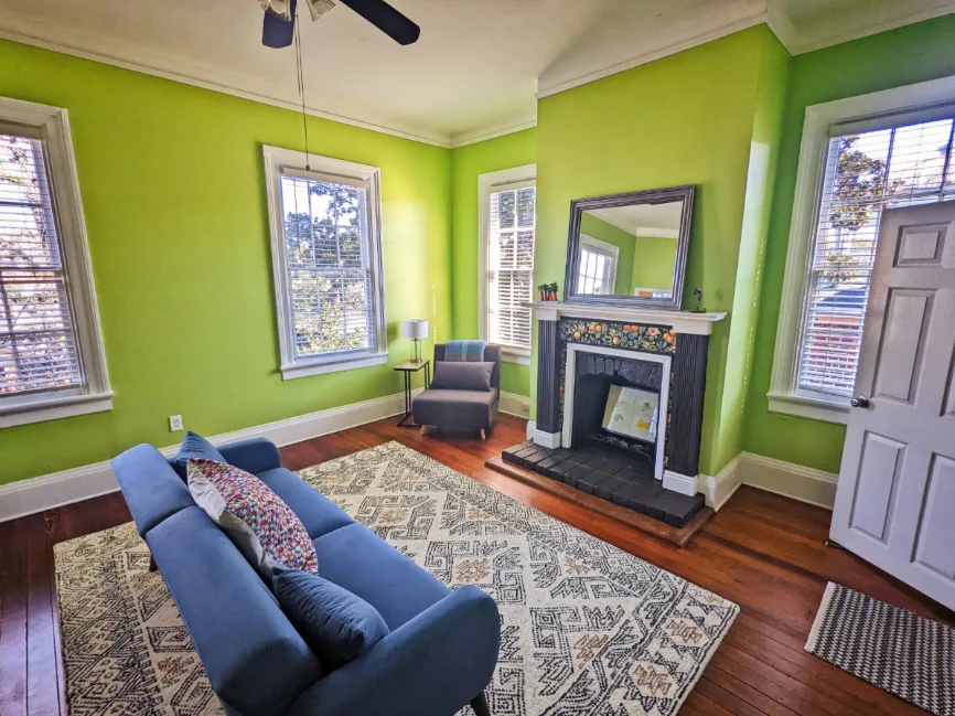 Living Room at Forsyth Flat AirBNB Savannah Georgia 4