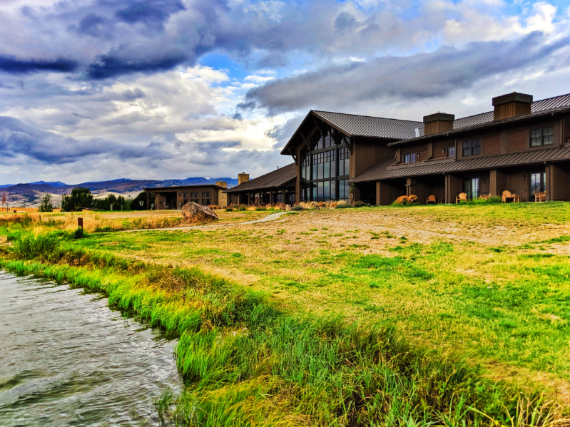 Lodge Buildings on lake at Sage Lodge Pray Montana 2