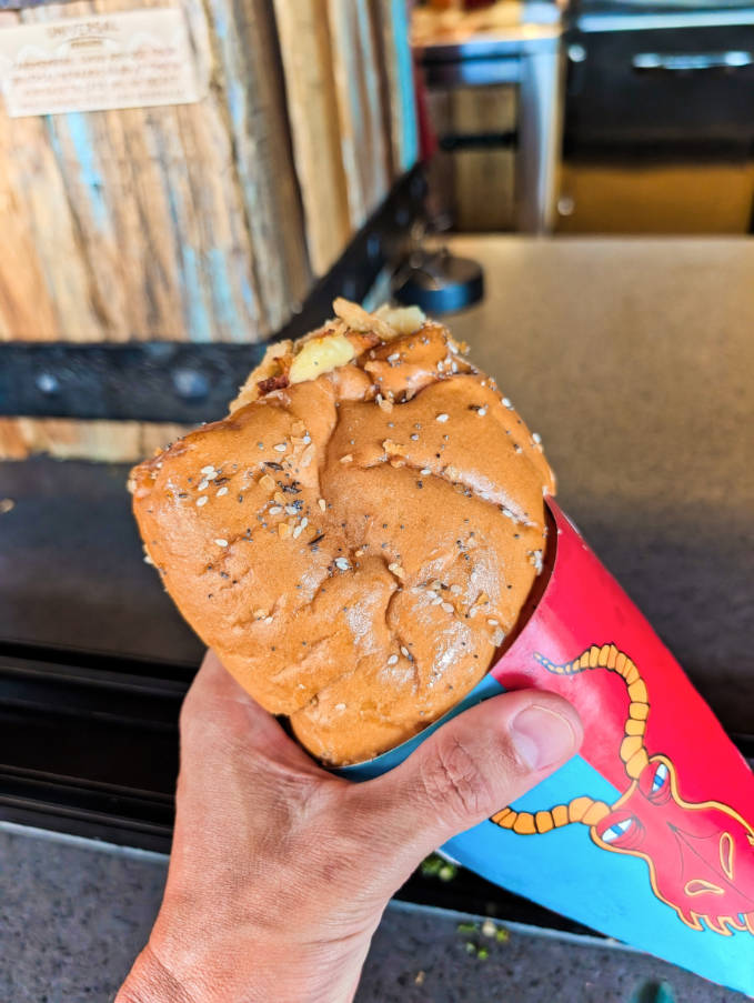 Mac N Cheese Cone from Spit Fyre Grill in Isle of Berk How to Train Your Dragon Epic Universe Universal Orlando 1
