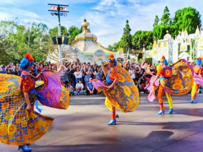 Magic Happens Parade in front of Small World Disneyland 2020 3