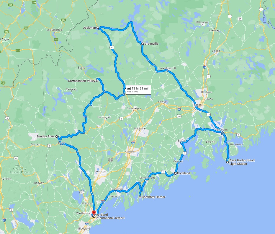 Maine Road Trip Map 1