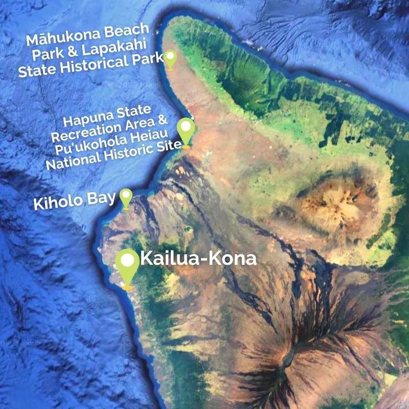 Map of Big Island Hawaii Kona Coast