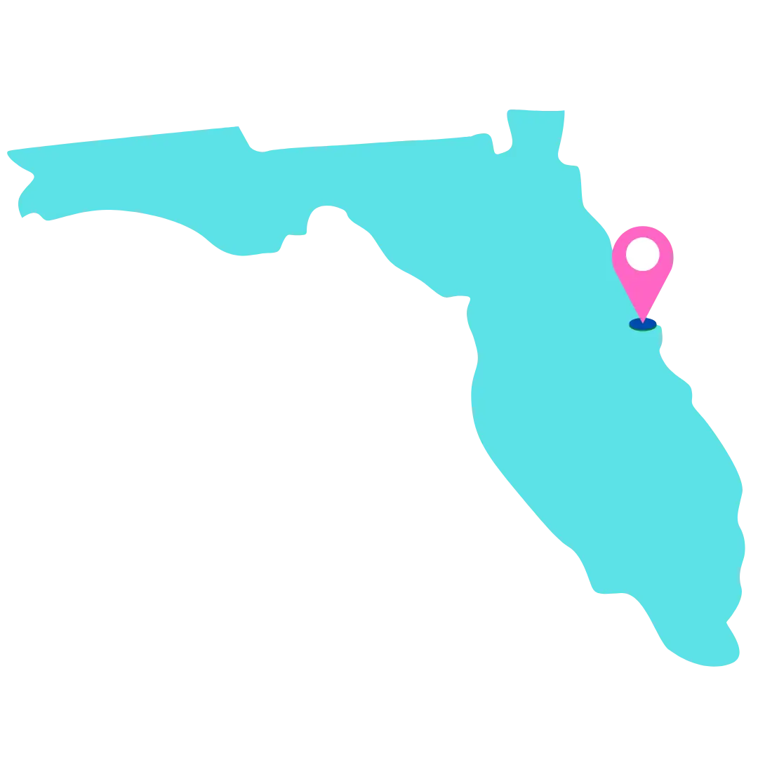 Bioluminescent kayaking Map - Cocoa Beach, Titusville Florida