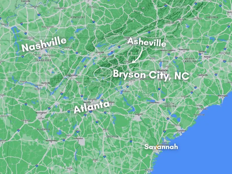 Map of Bryson City NC