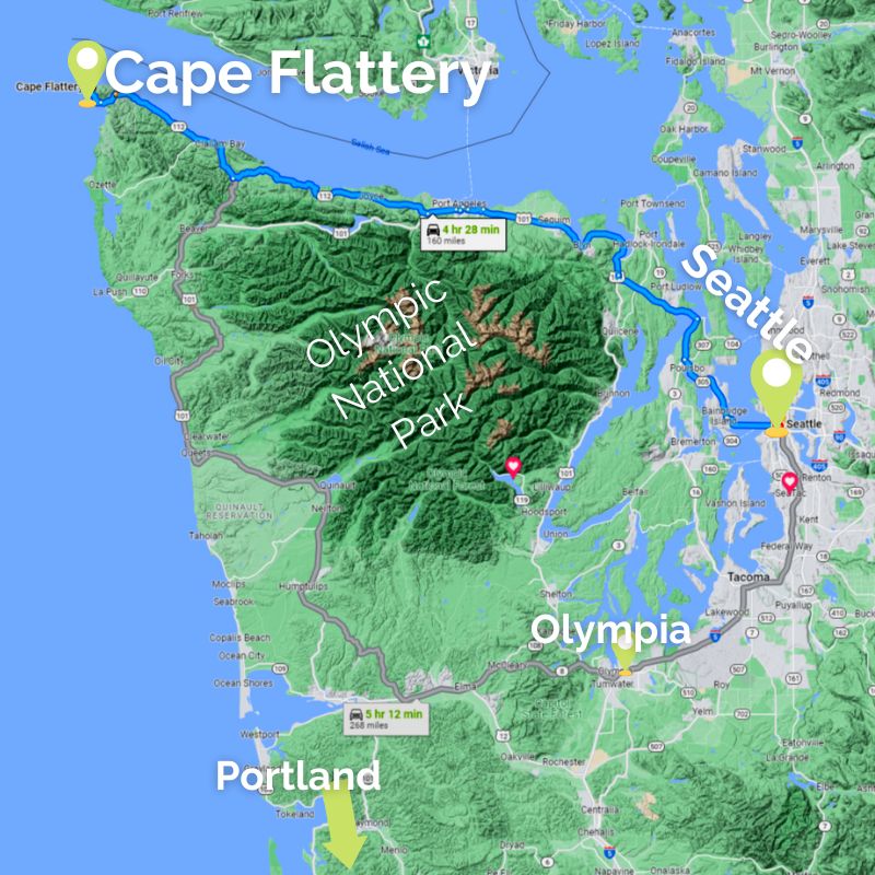 Map of Cape Flattery Olympic Peninsula