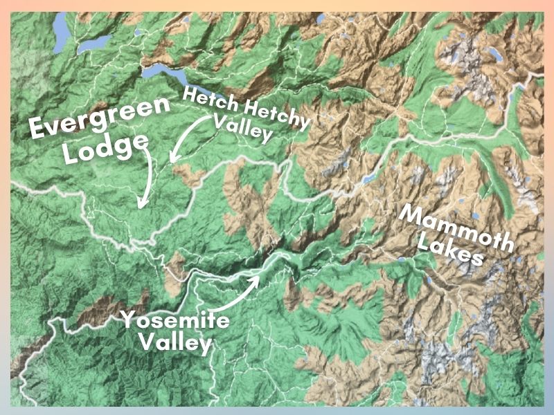Map of Evergreen Lodge at Yosemite National Park