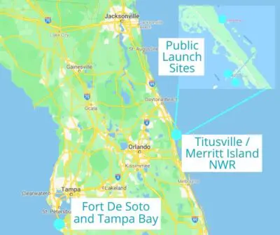 Map of Florida Bioluminescent Kayaking