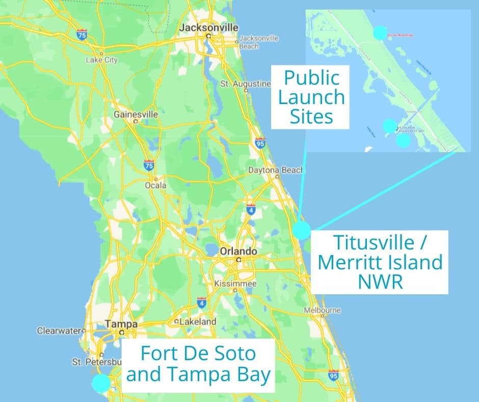 Map of Florida Bioluminescent Kayaking