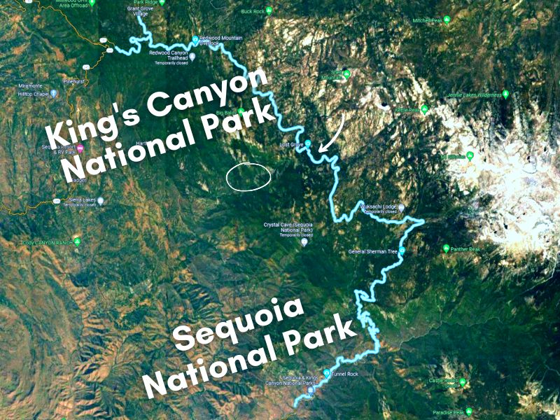 Map of Generals Highway Sequoia Kings Canyon National Park