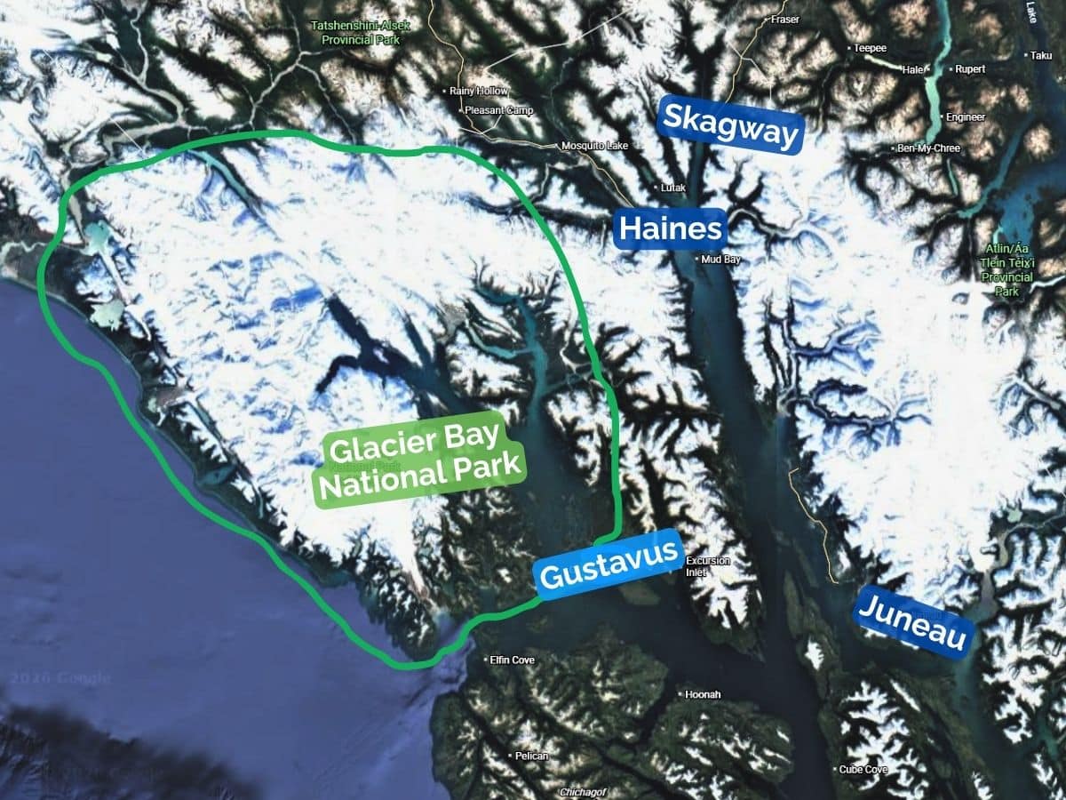 Map of Gustavus and Glacier Bay National Park
