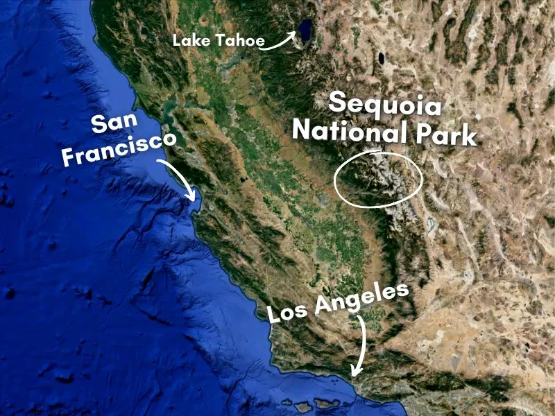 Map of Sequoia National Park California