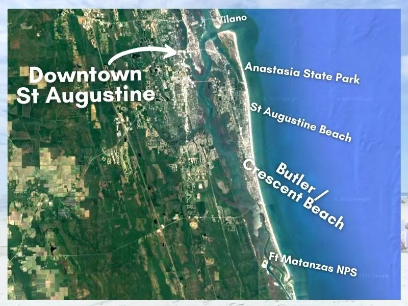 Map of St Augustine Beach Anastasia Island Beach Access Points