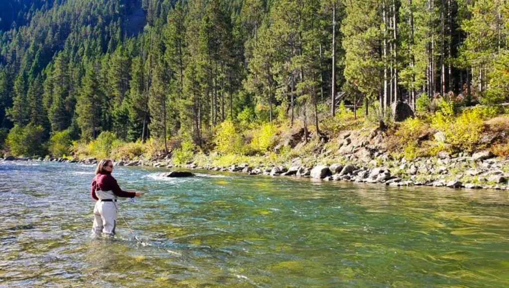 Meagan Wristen Mommy Travels fly fishing on Gallatin River Big Sky Montana 1