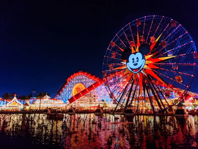 Mickeys Fun Wheel Pixar Pier at Night California Adventure Disneyland 2020 1