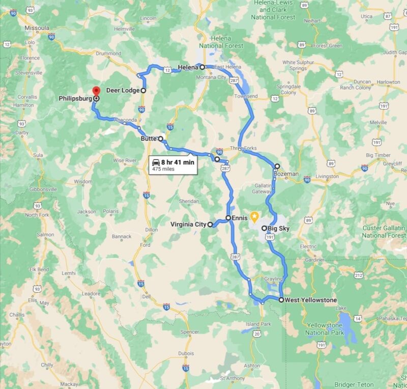 Montana Road Trip Route Map