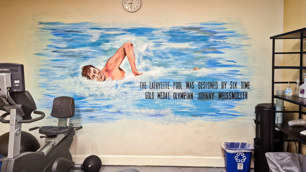 Mural in Fitness Center at Lafayette Hotel Swim Club and Bungalows San Diego 1