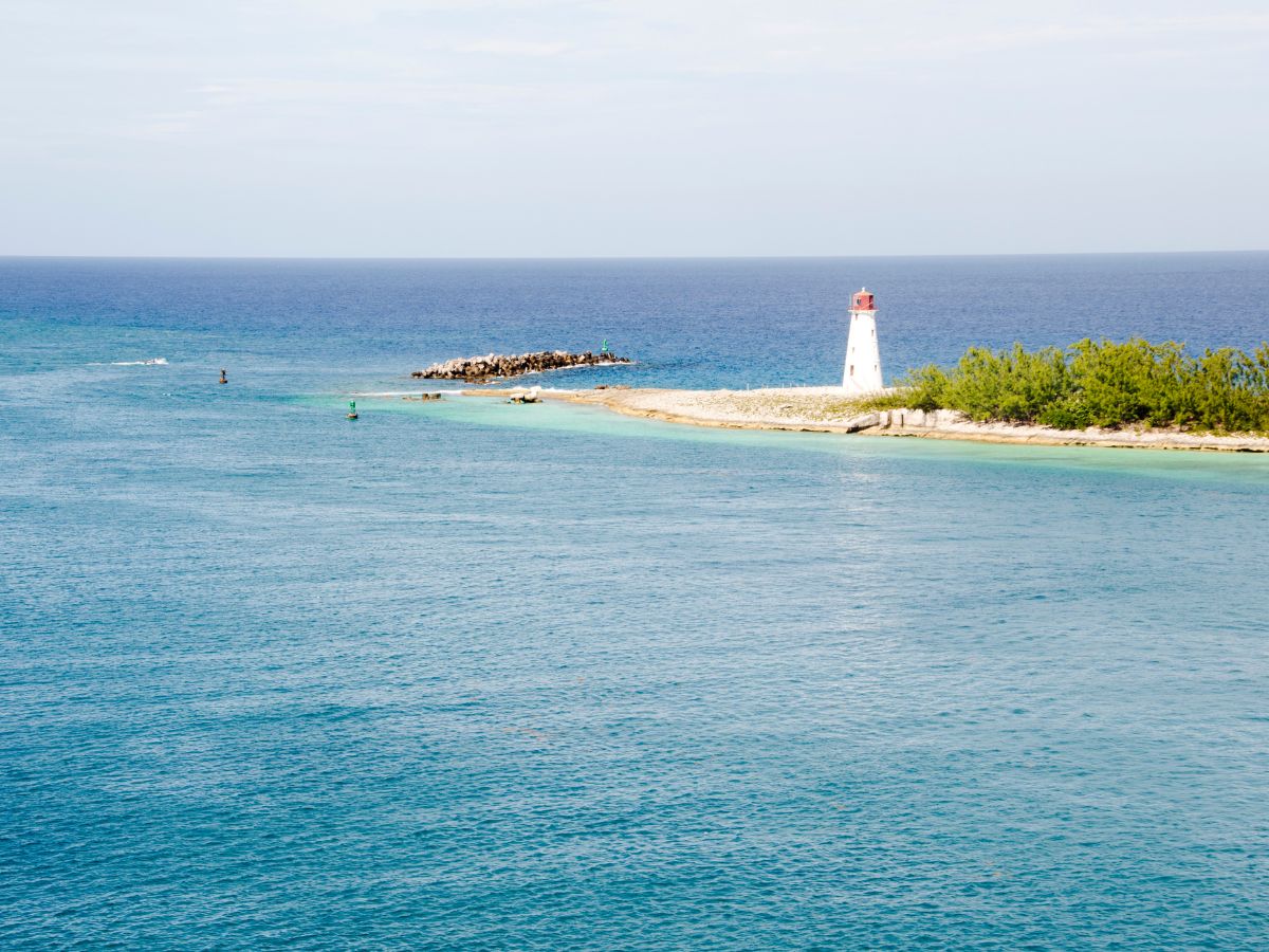 Nassau Lighthouse from Cruise Ship in Bahamas