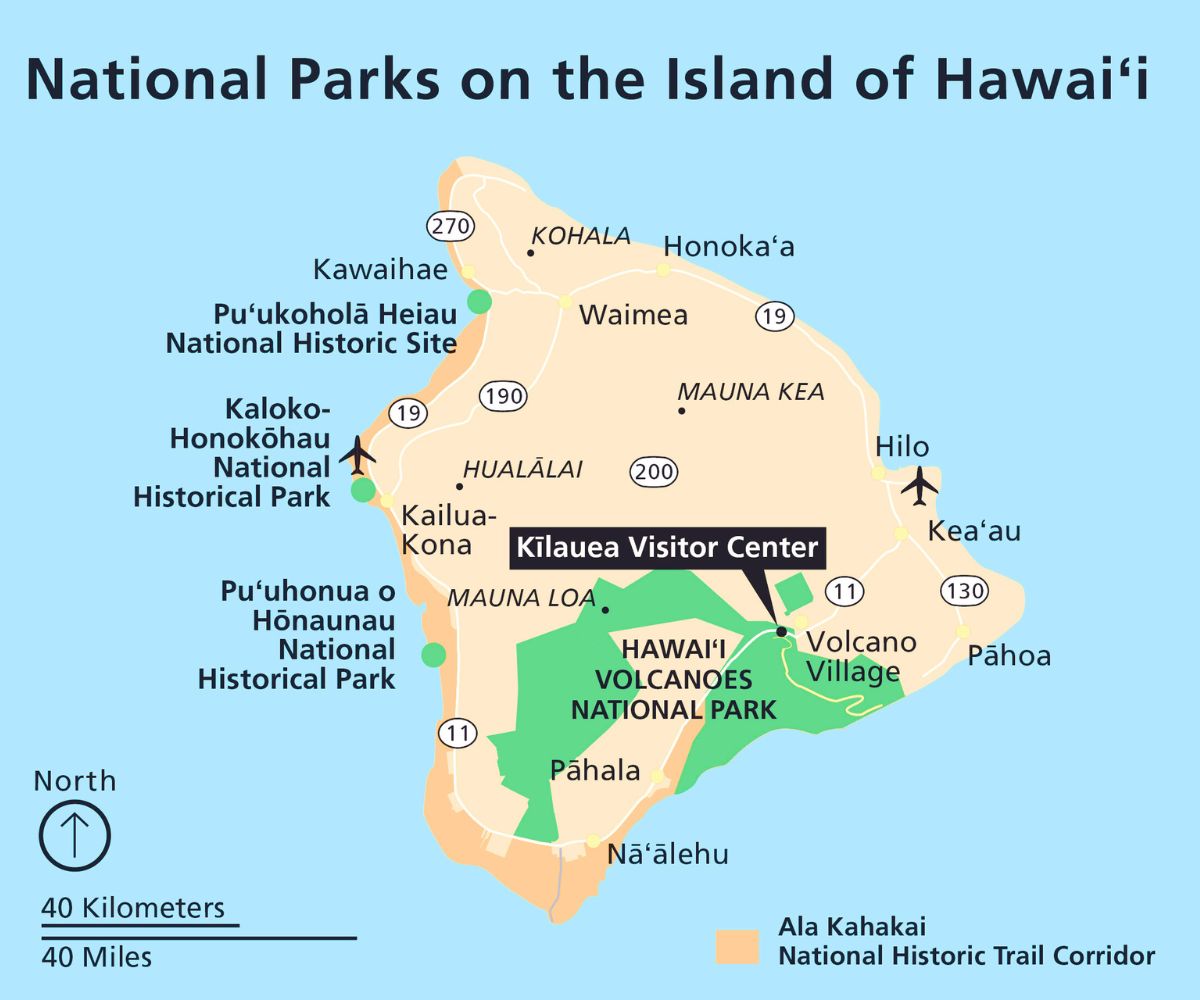 National Park Map of Big Island of Hawaii