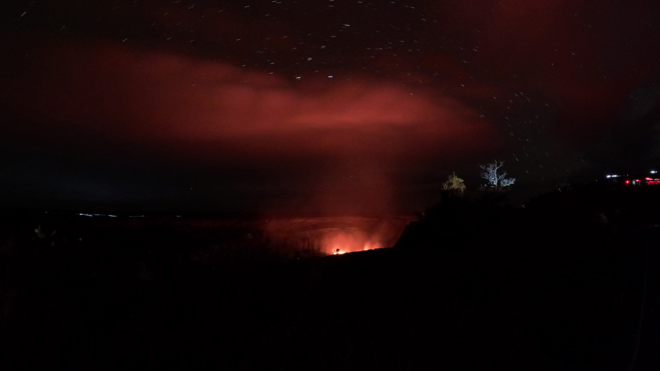 Nighttime Lava Glow GoPro at Kilauea Crate Hawaii Volcanoes National Park Big Island Hawaii 3