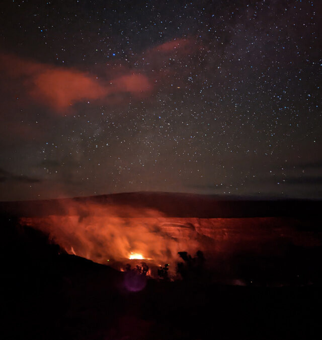 Nighttime Lava Glow at Hale Ma'uma'u Volcano Crater Overlook Hawaii Volcanoes National Park Big Island Hawaii 4