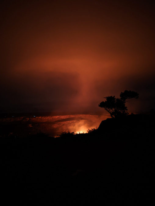 Nighttime Lava Glow at Kilauea Overlook Hawaii Volcanoes National Park Big Island Hawaii 3