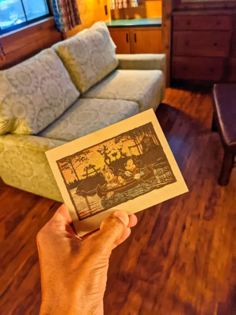 Notecard in Living Area at Fort Wilderness Resort and Campground Cabin Disney World Orlando 2