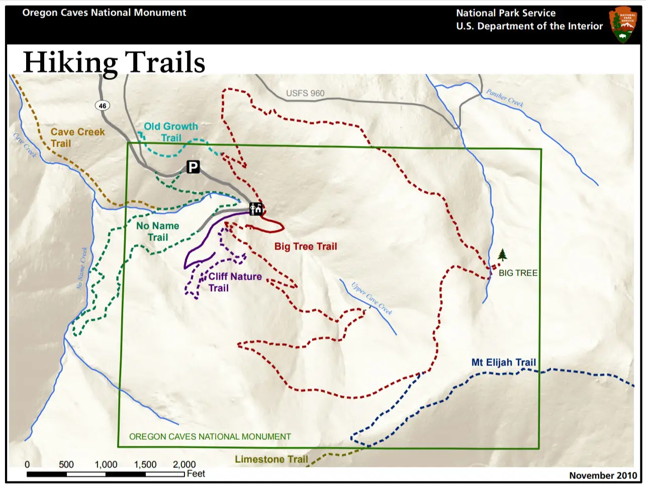 Oregon Caves National Monument Hiking Trails Map