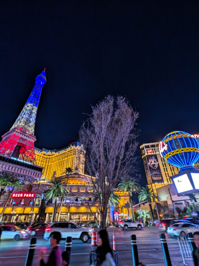 Paris Hotel Casino at Night Las Vegas Nevada 1