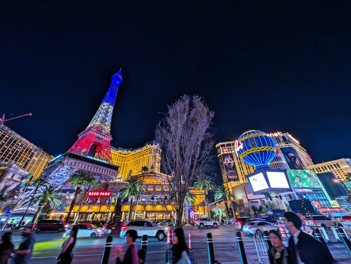 Paris Hotel Casino at Night Las Vegas Nevada 1