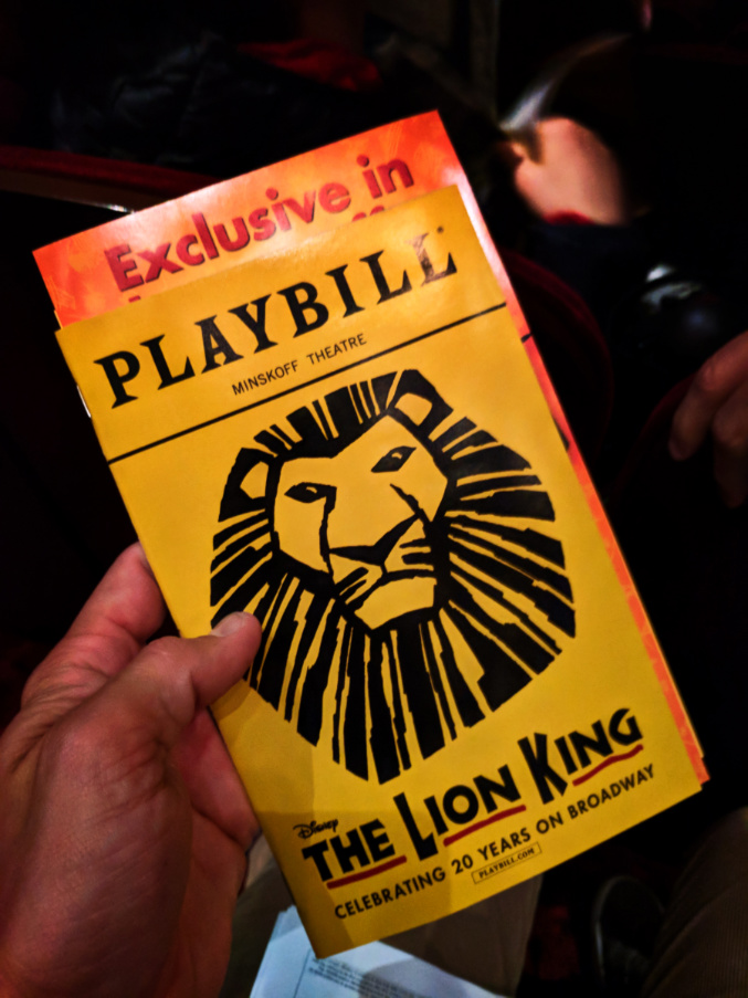 Playbill at Lion King on Broadway at Minskoff Theater NYC 2