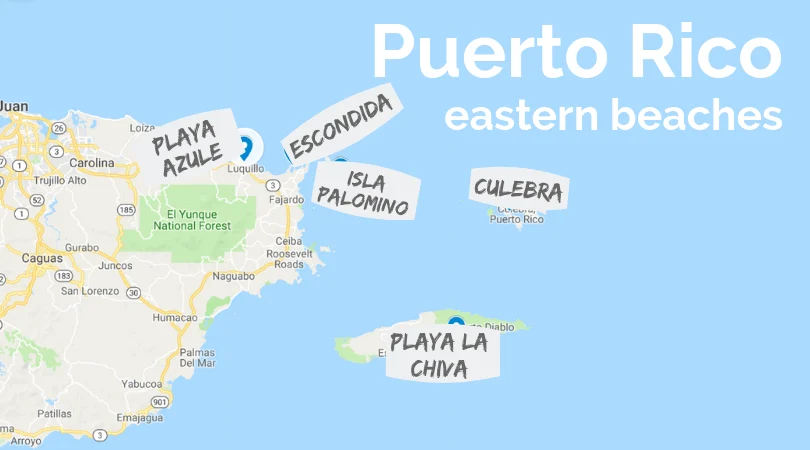 Puerto Rico eastern beaches map