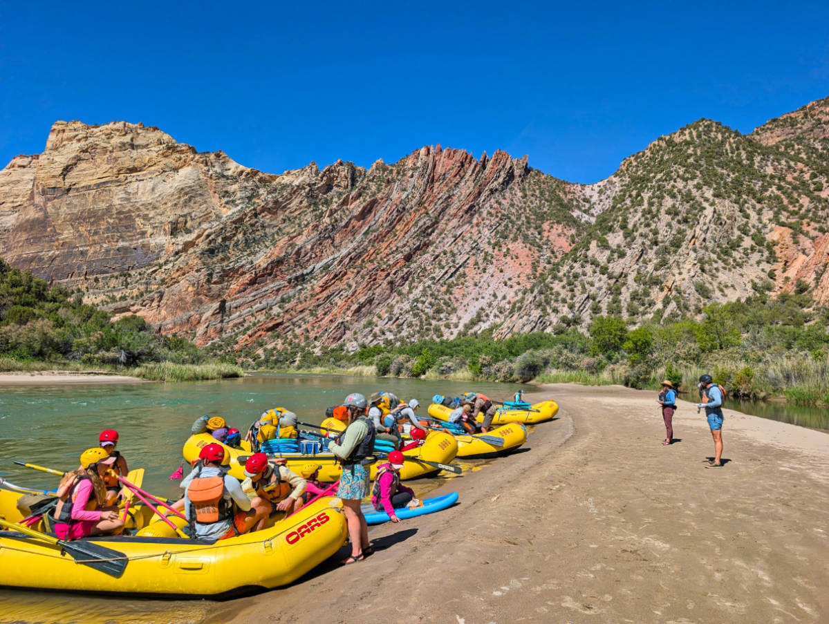 Rafts on Green River with OARS in Gates of Lodore Dinosaur National Monument Utah 4
