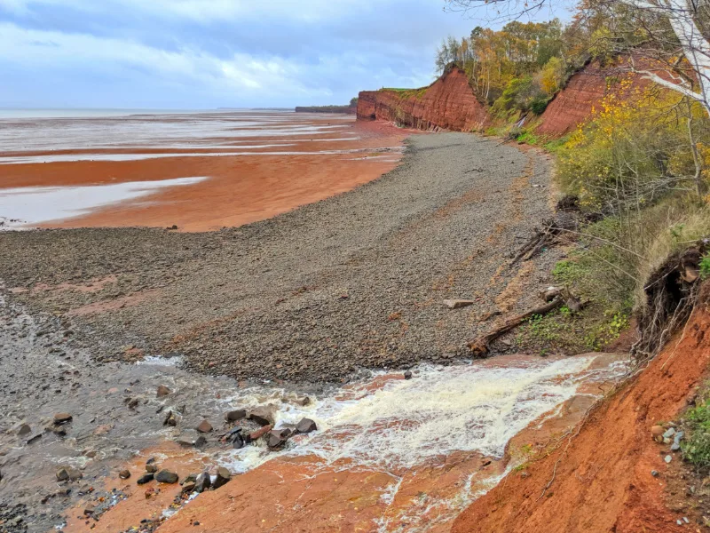 Red Cliffs and waterfall at Blomidon Provincial Park Nova Scotia 1