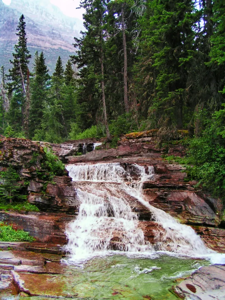 Redrock Falls at Many Glacier National Park